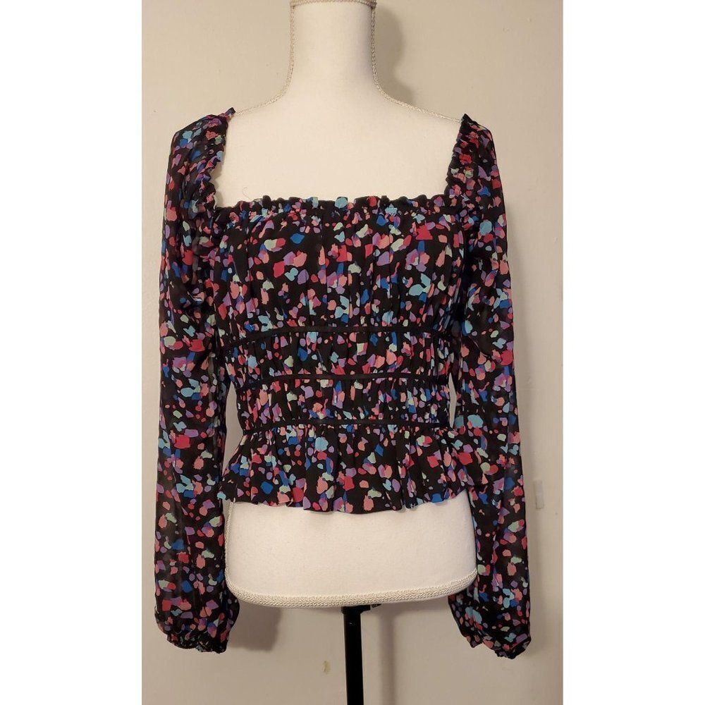 Leyden Square Neck Cropped  M Black Colorful